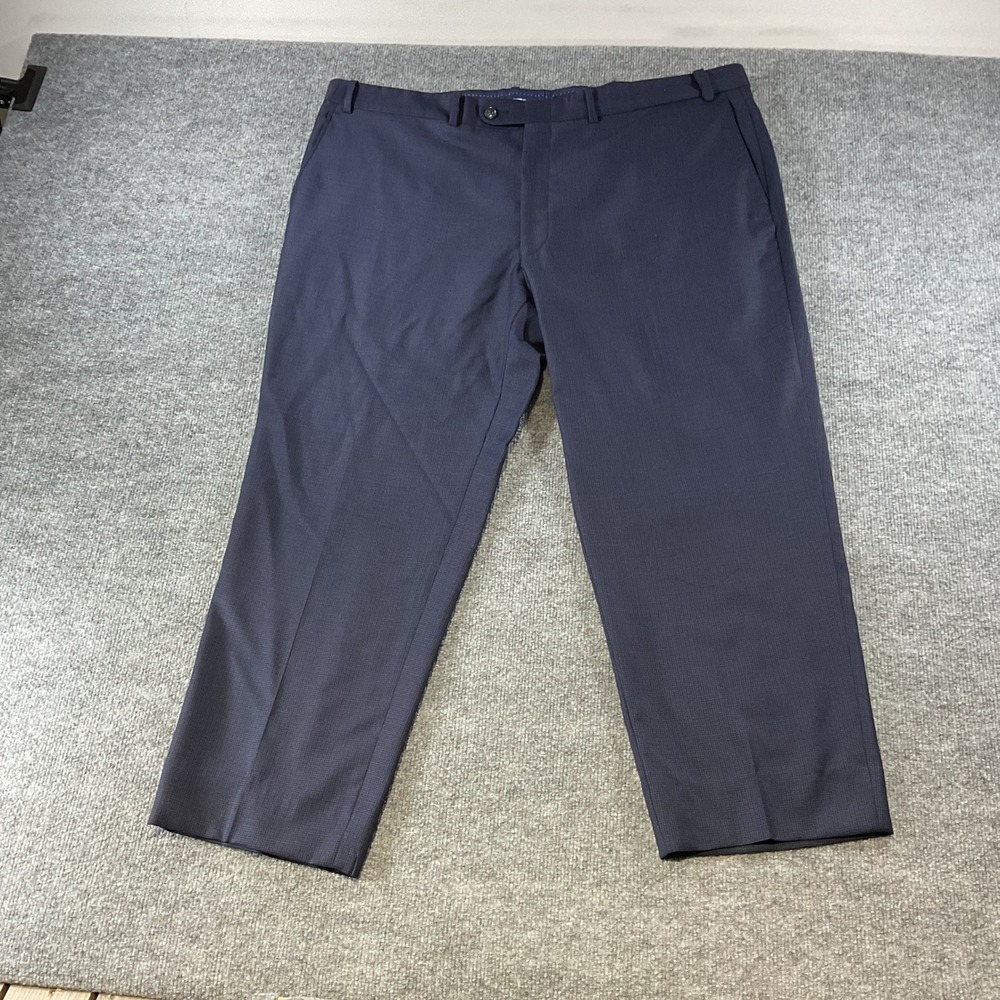 Peter Millar Mens Navy Blue Micro Check Flat Front Dress Pants Trousers 45x28
